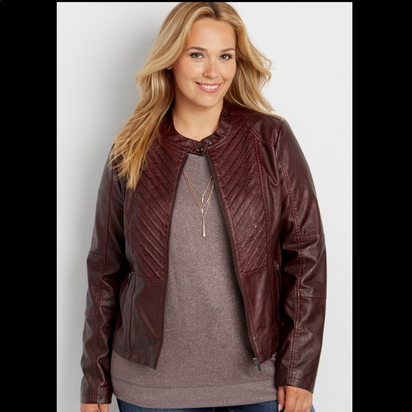 Maurices Jackets & Blazers - 🆕 maurices Burgundy Faux Leather Scuba Jacket